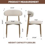 UVV Dining Chairs Set of 4, Metal Kitchen Chairs with Modern Fabric Upholstered for Dining Room, Beige
