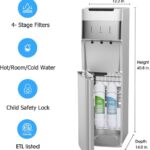 IKT Self Cleaning Bottleless Water Cooler Dispenser with Filters 4 Stage Filtration 3 Temperature Settings Perfect for Home Office Silver