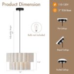 HILUXIA 16 Inch Wavy Linen Chandelier Modern Pendant Light Fixture, Rustic Fabric Hanging Ceiling Lamp for Dining Room, Kitchen Island, Living Room, Foyer, Dimmable Lighting Over Table