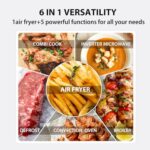 TOSHIBA 6-in-1 Inverter Countertop Microwave Oven Healthy Air Fryer Combo, MASTER Series, Air Fryer, Broil, Convection, Speedy Combi, Even Defrost, Sound On/Off 27 Auto Menu Stainless Steel