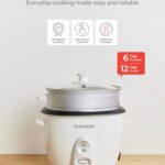 CUCKOO One Touch Rice Cooker 12-Cup Cooked, Small Rice Cooker & Warmer with Steamer Tray, Versatile Grain Cooker, Soup Maker, Auto Keep Warm, 6-Cup Uncooked, White (CR-0601C)