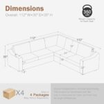 ABCASA 112″ L Shaped Sectional Sofa with Detachable Sofa Cover, Reversible Sectional Modular Couch for Living Room, Linen Fabric Corner Couch with 7 Seats, Ivory