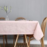 maxmill Lux Faux Linen Tablecloth with Slubby Yarn Textured Weaves Wrinkle Free Anti-Shrink Soft Table Cloth for Kitchen Dining Tabletop for Outdoor and Indoor Use Rectangle 60 x 84 Inch Blush
