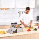 Deep Fryer with Basket, 1700w 9.1Qt Oil Tank/ 4Qt Basket, Stainless Steel Countertop Electric Fryer for Home and Commercial Use, Oil Fryer with Temperature Control and Double Overheat Protection