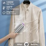 Steamer for Clothes ELORTI, Travel Clothes Steamer Handheld Portable Mini Small, 2-in-1 iron with 10s Fast Heat-Up, Rotatable Head 1200W, 110-120V, Office & Home, purple