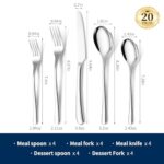 20 Piece Silverware Set, Cutlery Set for 4? Balanced Weight Silverware Set for Home Kitchen Restaurant Wedding,Mirror Polished Modern, Heavy Duty Stainless Steel, Design Dishwasher Safe.
