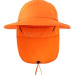 Home Prefer UPF 50+ Boys Sun Hat with Neck Flap Summer Beach Hat Kids Safari Hat (Orange)