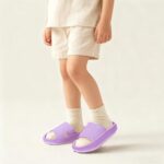 rosyclo Cloud Slides for Kids, Toddler Pillow Slippers Shower Bathroom Non-Slip Open Toe Super Soft Comfy Thick Sole Cozy Boys Girls Home House Cloud Cushion Slide Sandals Indoor Outdoor Shoes,Purple