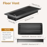 Floor Vents Floor Registers 4×12 Inch, Heavy Duty Metal Hot Air Vent Covers 4×12 Inch with Rust-Proof Finish for Home Heater Floor Vent Grilles and Vents (4, Black, 4×12 Inches)