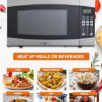 COMMERCIAL CHEF 1.6 Cubic Foot Microwave with 10 Power Levels, Small Microwave with Push Button, 1000 Watt Microwave with Digital Control Panels, Countertop Microwave with Timer, Stainless Steel