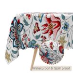 TTQYFNM 54x78inches Bohemian Farmhouse Tablecloth Wildflower Garden Floral Botanical Flower Print Vintage Table Cloth Waterproof and Stain Resistant Table Cover for Dining Room Kitchen Home Decor