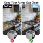Stainless Steel Stove Gap Cover (2 Pack, Black), Stove Gap Filler for Kitchen, Range Trim Kit, Heat Resistant with Easy Clean, Adjustable Length 13.8” to 27.5”