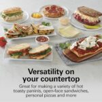 Hamilton Beach Panini Press Sandwich Maker & Electric Indoor Grill with Locking Lid, Opens Wide to Fit Any Thickness for Quesadillas, Burgers & More, Nonstick 8″ x 10″ Grids, Chrome (25460AG)