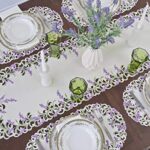 Embroidered Purple Embroidered Lavender Lilac Table Runner, Dresser Scarf (16Wx44L)