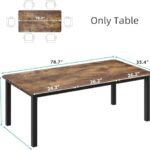 GarveeHome Industrial Dining Table for 6-8 People, 78.7″ Long Kitchen Table with Sturdy Metal Frame & Seats 6 Rectangular Counter for Dinner, Kitchen (Only Table)