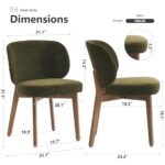 YOUNIKE Olive Green Dining Chair with High Back Single Mid Century Modern Kitchen Chair Boucle Fabric Upholstered Armless Accent Chair 20″ Wide Padded Seat with Wooden Legs for Living Room Bedroom