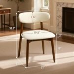 CHUN YI Dining Chairs Set of 4, Upholstered Wooden Dining Room Chairs, Mid Century Modern Fabric Kitchen Chair with Ergonomic Curved Backrest, Beige (Only Chairs)