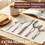 KIKCOIN 40 Pack Silverware Set for 8, Balanced Weight Stainless Steel Flatware Set, Mirror Polished Spoons And Forks Knife Set, Heavy DutyCutlery Utensils Set for Home Kitchen Restaurant Wedding