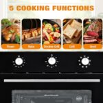 Hipicute 24” Electric Built-In Single Wall Oven – 2.5 Cu.Ft, 5 Cooking Functions, 3000W, Double-Layered Glass Door, Mechanical Knobs – Perfect for Your Kitchen