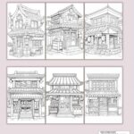 Anime Storefront Coloring Book for Kids and Adults: Japanese Traditional Store House | Large Print Design in Coloring Pages with Japan Manga Style Arts