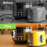 6PCS Cord Organizer for Appliances, Upgraded Kitchen Appliance Cord Wrap, Cord Holder Stick on Pressure Cooker, Coffee Maker, Air Fryer and Blender(3 Black + 3 White)