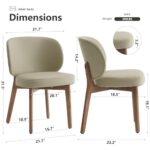 YOUNIKE Dining Chair with High Back Single Mid Century Modern Kitchen Chair Faux Leather Upholstered Armless Accent Chair 20″ Wide Padded Seat with Wooden Legs for Dining Living Room Bedroom Khaki