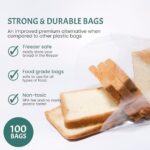 Reusable Plastic Bread Bags for Homemade Bread – 100 Pack Clear Bag with Ties For An Airtight Moisture-free Preservation and Storage – Loaf Home Bakers Bakery Owners