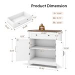 GRUSIGN 30″ Coffee Bar Station, Kitchen Sideboard Buffet Cabinet with a Drawer and Adjustable Shelf, Modern Farmhouse Storage Cabinet for Kitchen, Living Room, Entryway, White