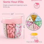 AMOOS Cute Pill Dispenser with 7 Compartments, Pill Bottle Organizer with Anti-Mix Design, Portable Pill Organizer for Travel with Wide Mouth for Easy Access, BPA-Free Patented Pill Container, Pink