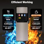 Bottom Loading Water Dispenser, 3 Temperature Settings – Hot, Cold & Room Water, with Over-Temperature Protection, Overload Protection, Anti-Dry Burn Protection for Office, Home (Silver Gray)