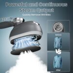 Killrose Steamer for Clothes, 2 in 1 Clothes Steamer Handheld, 1200W Steam Iron, 3 Level Thermometer Display Dashboard Travel Iron, 180° Rotatable Portable Handheld, Heat Up, Water Tank, 120V