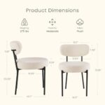 DUMOS Dining Chairs Set of 4, Mid Century Modern Chair Round Upholstered Curved Backrest, Kitchen Vanity Living Room Chairs with Black Metal Legs?Light Beige