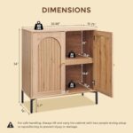 IFGET Modern Buffet Cabinet with Storage, 92.63″ W Fluted Arched Sideboard Cabinet w/Adjustable Shelves, Wooden Modular Coffee Bar for Dining Room, Kitchen, Living Room, Entryway, Natural