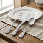 Liberty Tabletop 12 Piece Woodstock Flatware Set, 18/10 Stainless Steel Silverware, Dishwasher Safe, Made in USA