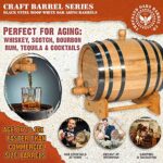2 Liter Oak Aging Barrel with Wood Stand, Bung & Spigot – Mini Whiskey Barrels for The Home Alcohol Distiller, Moonshiner & Winemaker – Age Cocktails, Bourbon, Whisky, Tequila, Rum, Mead Wine (2L)