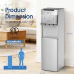 WATICE Self-Cleaning Bottom Loading Water Cooler Water Dispenser for 3 or 5 Gallon Bottles – Hot, Room & Cold Water, Child-Safety Lock, for Home/Kitchen/Office (Silvery)