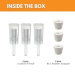 Fastrack 3 Piece Airlock for Fermentation Hydrolocks for Fermenting Wine and Beer with Drilled Rubber Stopper Durable Carboy Bung with transparent Airlock Set used for Fermentation Set of 3