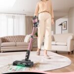 VICEASE Cordless Vacuum Cleaner, 8 in 1 Powerful Suction Lightweight Vacuum Cleaner for Home, LED Display, 3 Suction Modes, 45Mins Detachable Battery Vacuum for Hard Floor Carpet Pet Hair, Pink