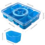 Divided Serving Tray with Lid and Handle – Snackle Box Charcuterie Container for Portable Snack Platters Organizer for Candy, Fruits, Nuts, Snacks – Perfect for Party, Entertaining, Cerulean