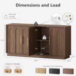 FORTUNETEC Sideboard Buffet Cabinet with Storage, Mid Century Modern Accent Cabinet with Arched Doors, Modular Media Console, Minimalist Credenza for Living Room Kitchen Dining Room Entryway, Walnut